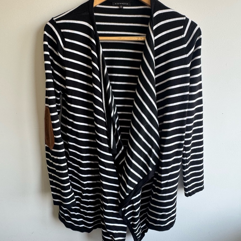 Staccato Black and White Striped Cardigan